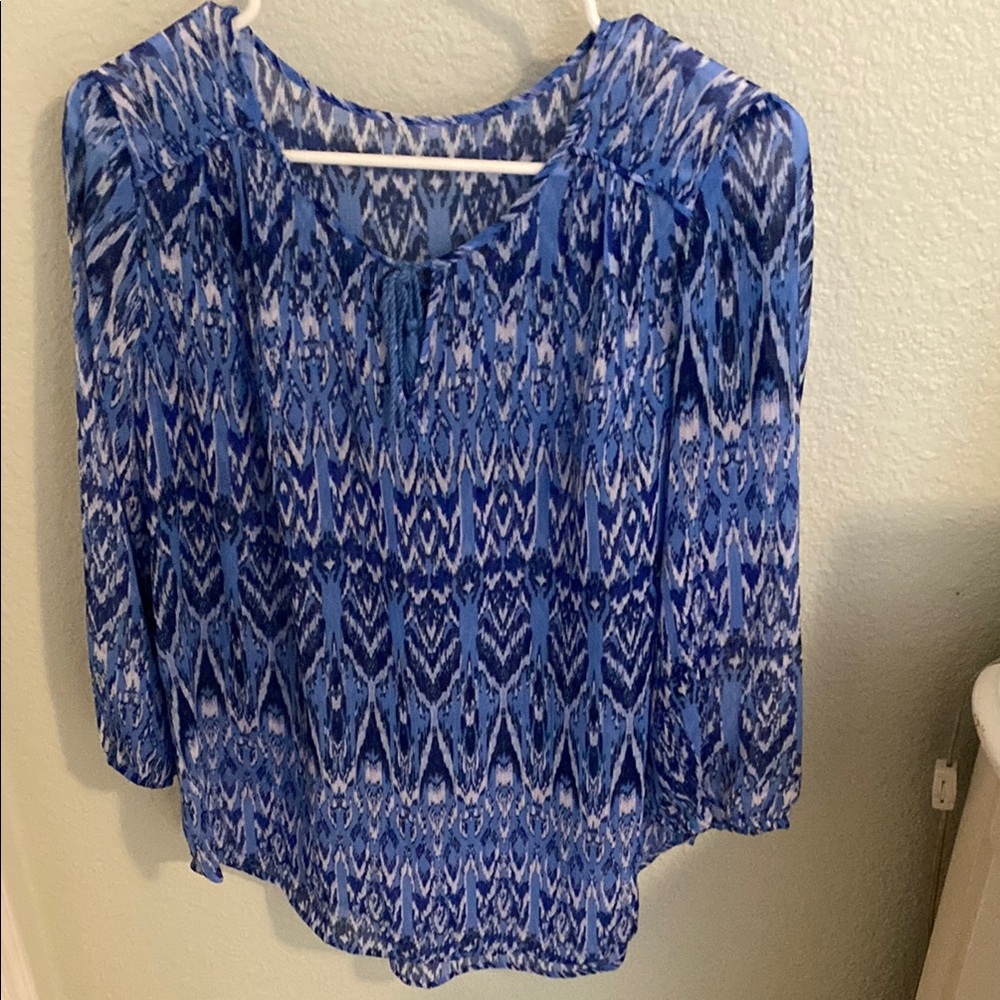 Source Unknown Blue Smocked Blouse Relaxed Fit